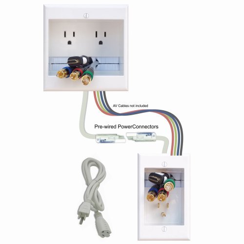 PowerBridge TWO-CK Dual Outlet Recessed In-Wall Cable Management System with PowerConnect for Wall-Mounted Flat Screen LED, LCD, and Plasma TV’s