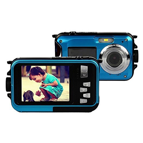 PowerLead Double Screens Waterproof Digital Camera 2.7-Inch Front LCD with 2.7-Inch Camera Easy Self Shot Camera