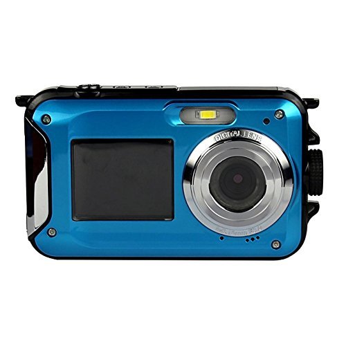 PowerLead Double Screens Waterproof Digital Camera 2.7-Inch Front LCD with 2.7-Inch Camera Easy Self Shot Camera