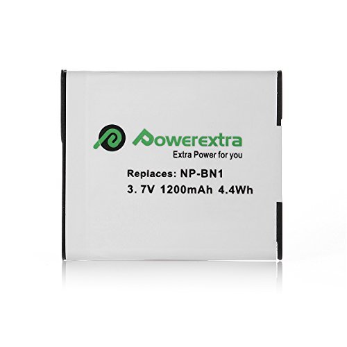 Powerextra 2 PCS Replacement NP-BN1 Rechargeable Battery + Charger For Sony Cyber-shot DSC-QX10 DSC-QX30 DSC-QX100 DSC-TF1 DSC-TX10 DSC-TX20 DSC-TX30 DSC-W530 DSC-W570 DSC-W650 DSC-W800 DSC-W830