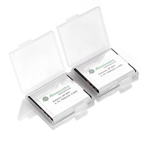 Powerextra 2 PCS Replacement NP-BN1 Rechargeable Battery + Charger For Sony Cyber-shot DSC-QX10 DSC-QX30 DSC-QX100 DSC-TF1 DSC-TX10 DSC-TX20 DSC-TX30 DSC-W530 DSC-W570 DSC-W650 DSC-W800 DSC-W830