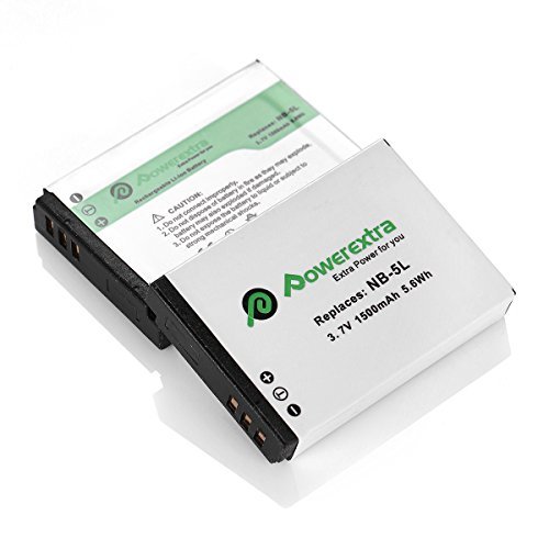 Powerextra 2 Pack Replacement Canon NB-5L Battery 1500mAh With Charger for Canon PowerShot S100, S110, SD790IS, SD850IS, SD870IS, SD880IS, SD890IS, SD970IS, SD990IS, SX200IS, SX210IS, SX220IS, SX230HS