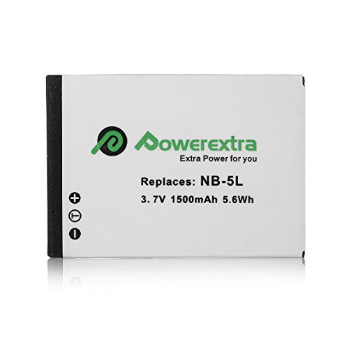 Powerextra 2 Pack Replacement Canon NB-5L Battery 1500mAh With Charger for Canon PowerShot S100, S110, SD790IS, SD850IS, SD870IS, SD880IS, SD890IS, SD970IS, SD990IS, SX200IS, SX210IS, SX220IS, SX230HS