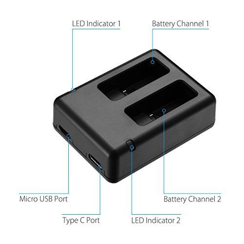 Powerextra Dual Battery Charger with Micro USB Cable for GoPro HERO6 GoPro HERO5, HERO 5 Black