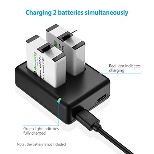 Powerextra Dual Battery Charger with Micro USB Cable for GoPro HERO6 GoPro HERO5, HERO 5 Black