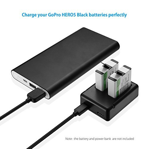 Powerextra Dual Battery Charger with Micro USB Cable for GoPro HERO6 GoPro HERO5, HERO 5 Black