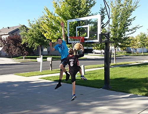 Pro Dunk Gold: Best-Selling Driveway Basketball Goal Hoop with a High-Performance 60 Inch Glass Backboard That Can Be Effortlessly Adjusted Down To an Industry Low 5 Feet