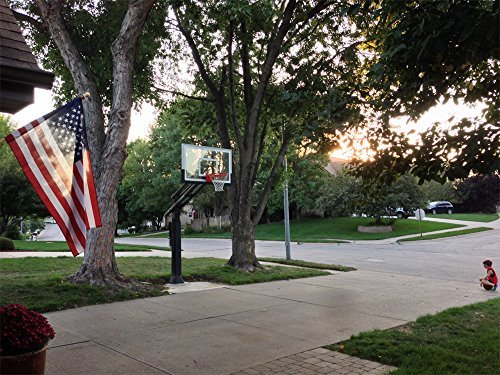 Pro Dunk Gold: Best-Selling Driveway Basketball Goal Hoop with a High-Performance 60 Inch Glass Backboard That Can Be Effortlessly Adjusted Down To an Industry Low 5 Feet