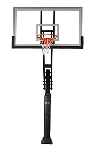 Pro Dunk Platinum: In-Ground Adjustable Outdoor Basketball Goal Hoop with Regulation-Sized 72 Inch Glass Backboard Adjustable from 5.5 Feet for Home Courts and Institutions