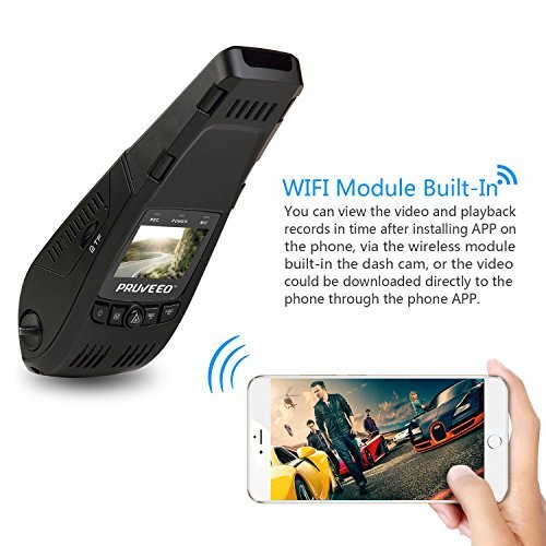Pruveeo F5 1080P Dash Cam with WiFi, Discreet Design Dash Camera for Cars with Night Vision
