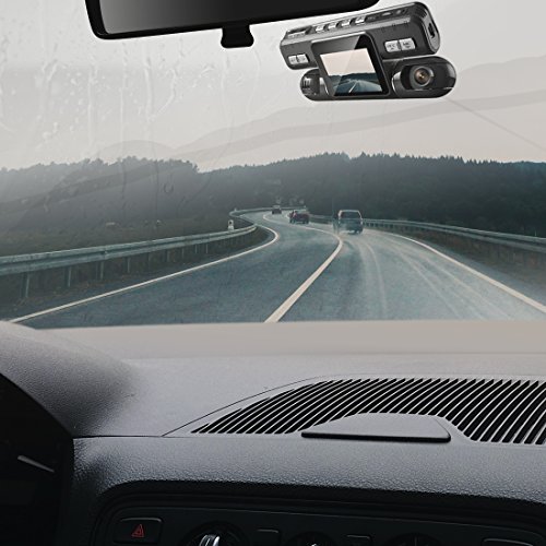 Pruveeo MX2 Dash Cam Front and Rear Dual Camera for Cars, 240 Degree Wide Angle Driving Recorder DVR