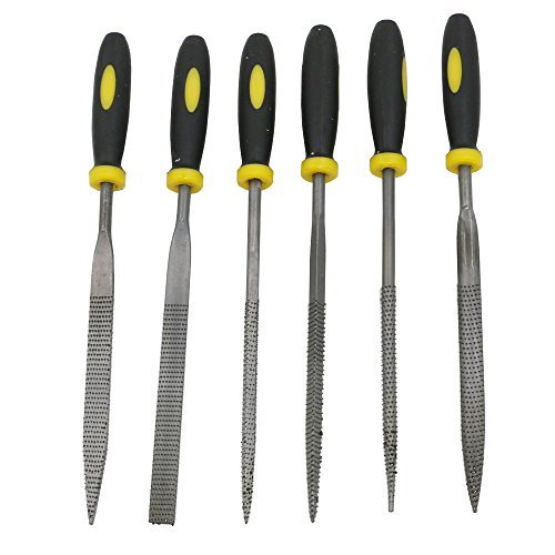 QST 5.5 Inch Mini Assorted Hand File Wood Rasp Set with Rubber Handle 6pcs