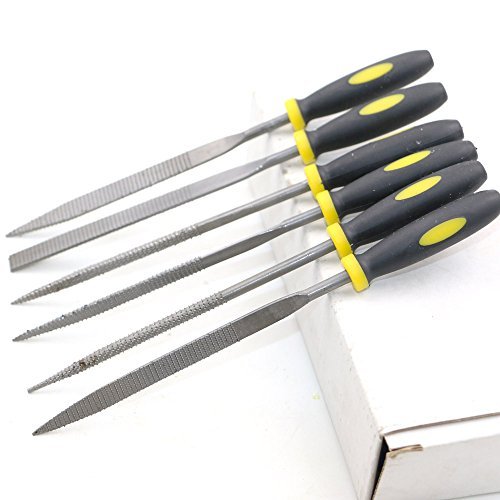 QST 5.5 Inch Mini Assorted Hand File Wood Rasp Set with Rubber Handle 6pcs