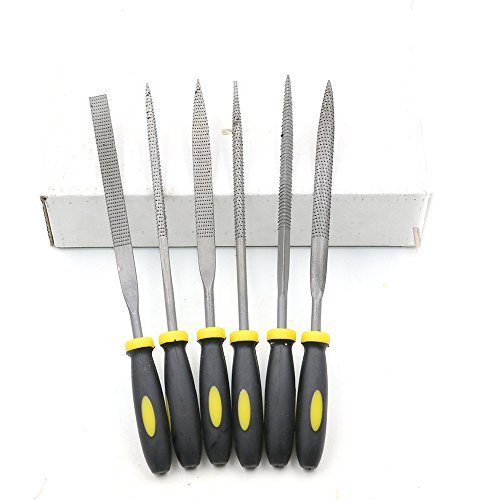 QST 5.5 Inch Mini Assorted Hand File Wood Rasp Set with Rubber Handle 6pcs