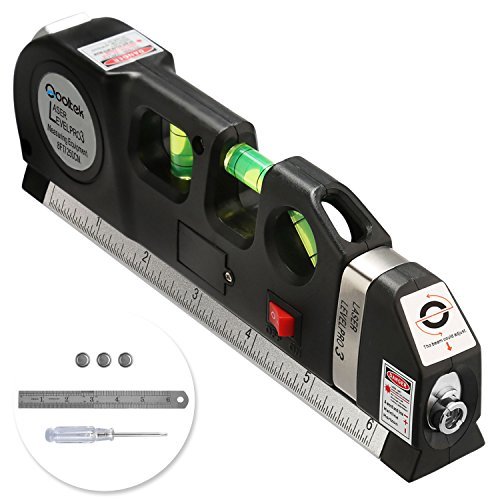 Qooltek Multipurpose Laser Level laser measure Line 8ft+ Measure Tape Ruler Adjusted Standard and Metric Rulers