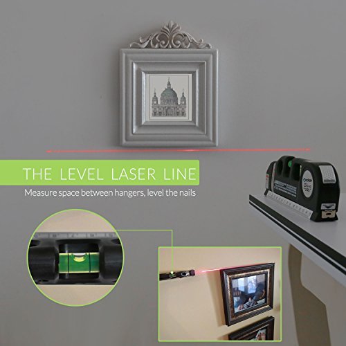 Qooltek Multipurpose Laser Level laser measure Line 8ft+ Measure Tape Ruler Adjusted Standard and Metric Rulers