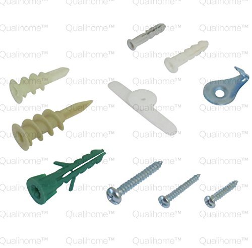 Qualihome Drywall and Hollow-wall Anchor Assortment Kit, Anchors, Screws, Wall Anchor Hooks, and Hollow-door Toggle, 112 Pieces
