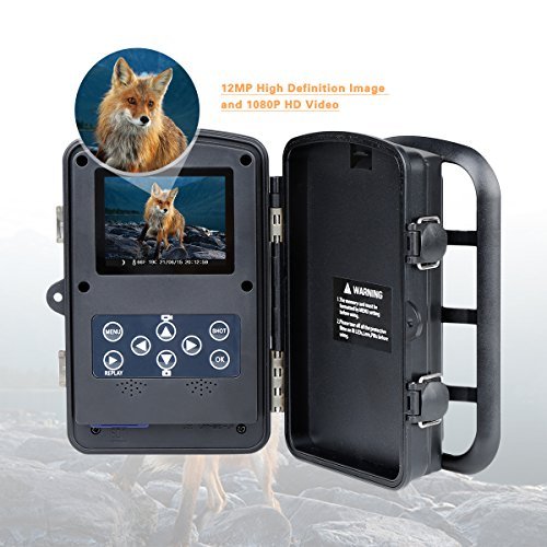 RAGU Trail Camera 12MP 1080P HD Infrared Night Vision, Game Camera with Time Lapse/ 65ft 120/ 42pcs IR LED/ 2.4" LCD Screen, Hunting Camera Scouting for Security Surveillance