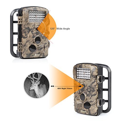 RAGU Trail Camera 12MP 1080P HD Infrared Night Vision, Game Camera with Time Lapse/ 65ft 120/ 42pcs IR LED/ 2.4" LCD Screen, Hunting Camera Scouting for Security Surveillance