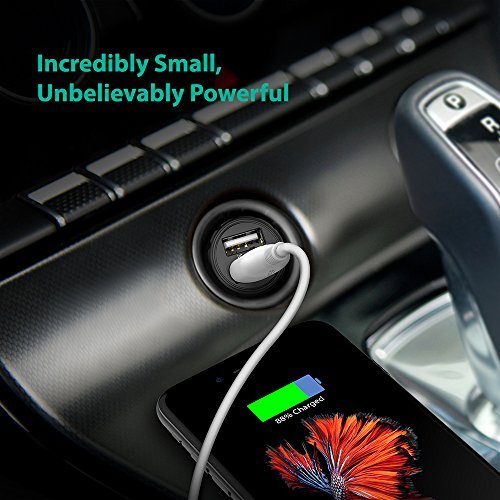 RAVPower Car Charger Super Mini Dual USB Car Charger with iSmart 2.0 Technology for iPhone 7 / 6s / Plus, iPad Pro / Air 2 / mini, Galaxy S8/ S7 / S6 / Edge / Plus, Note 5 / 4 - Black