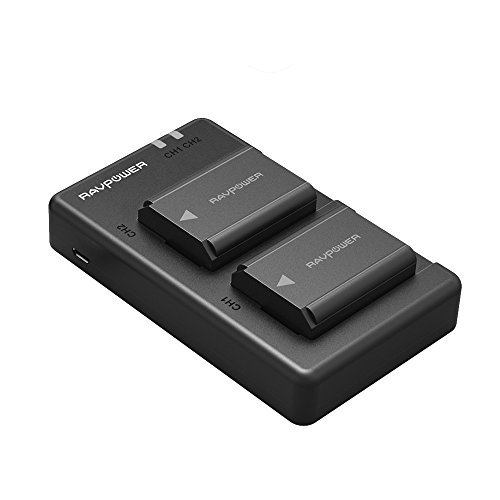 RAVPower For Sony NP-FW50 Battery Charger Set ( 2-Pack Replacement Batteries, Micro USB Input Charger, Versatile Charging Option, 1100mAh, 100% Compatible with Original )