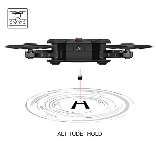 RC Quadcopter Drone with FPV Camera Live Video - 2 Batteries - Flexible Foldable Aerofoils - App WiFi Phone Control - Altitude Hold 3D Flips & Rolls- 6-Axis Gyro Gravity Sensor RTF Helicopter, Black