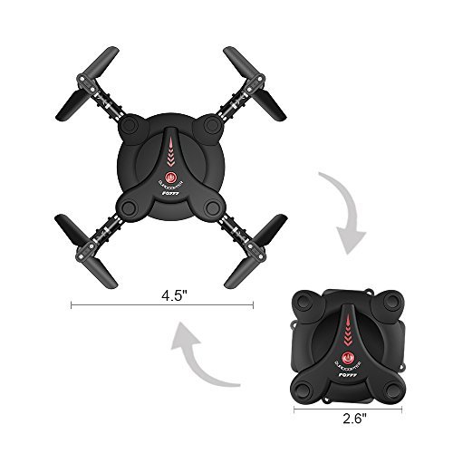 RC Quadcopter Drone with FPV Camera Live Video - 2 Batteries - Flexible Foldable Aerofoils - App WiFi Phone Control - Altitude Hold 3D Flips & Rolls- 6-Axis Gyro Gravity Sensor RTF Helicopter, Black