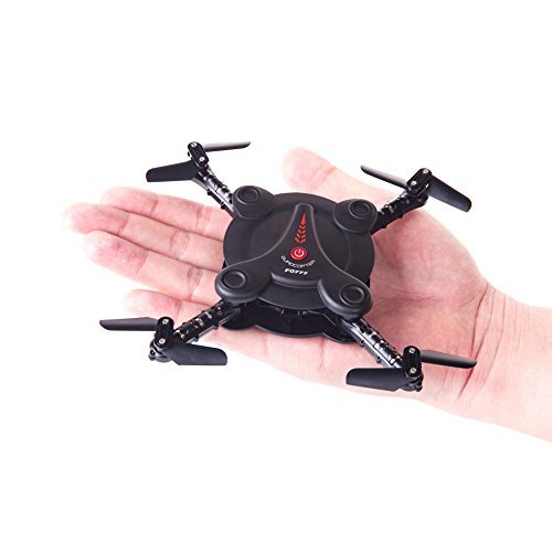 RC Quadcopter Drone with FPV Camera Live Video - 2 Batteries - Flexible Foldable Aerofoils - App WiFi Phone Control - Altitude Hold 3D Flips & Rolls- 6-Axis Gyro Gravity Sensor RTF Helicopter, Black