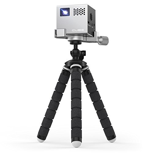 RIF6 CUBE Pico Projector with 120 Inch Display - 2 Inch Mobile Portable Mini Projector 20,000 Hour LED Compatible with HDMI Devices Phones Laptops Tablets and Gameing Consoles - Includes Mini Tripod
