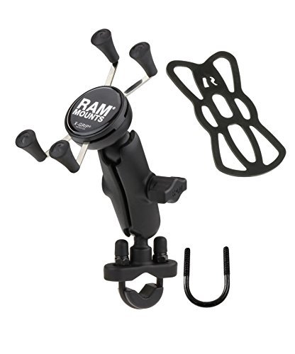 Ram Mounts RAM-B-149Z-UN7U Handlebar Rail Mount with U-Bolt Base and Universal X-Grip Cell Phone Holder, Zinc Coated