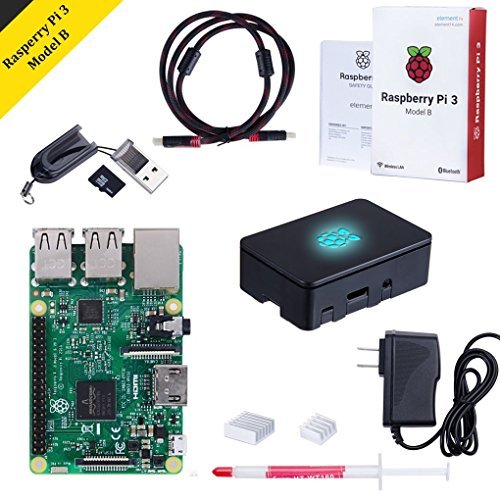 Raspberry Pi 3 Model B Kit with Black Case, Power Supply, Heatsink, 32GB SD Card, HDMI Cable