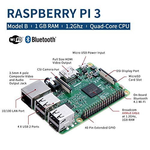 Raspberry Pi 3 Model B Kit with Black Case, Power Supply, Heatsink, 32GB SD Card, HDMI Cable