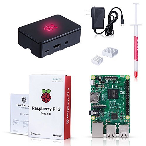 Raspberry Pi 3 Model B Kit with Black Case, Power Supply, Heatsink