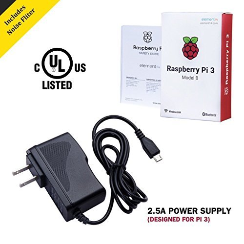 Raspberry Pi 3 Model B Kit with Black Case, Power Supply, Heatsink