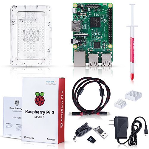 Raspberry Pi 3 Model B Kit with Clear Case, Power Supply, Heatsink, 32GB SD Card, HDMI Cable 