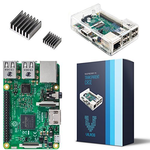 Raspberry Pi 3 Model B With Clear Transparent Case and Set of 2 Heatsinks