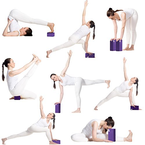 Reehut Yoga Block (1 PC or 2 PC) - High Density EVA Foam Block to Support and Deepen Poses, Improve Strength and Aid Balance and Flexibility - Lightweight, Odor Resistant and Moisture-Proof