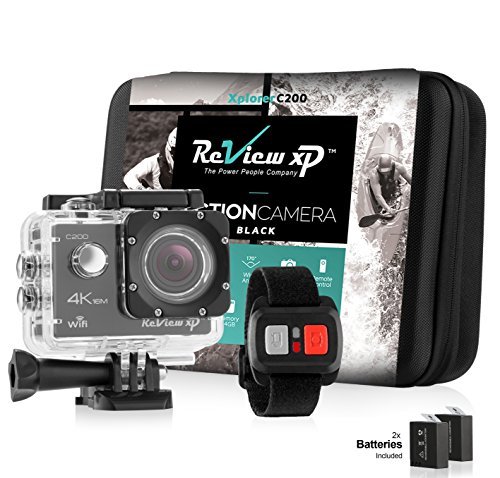 Review XP C200 Action Camera 4K 16MP Ultra HD Sports Waterproof Wi-Fi 170° Wide Angle Lens DV Digital Camcorder 2.4g Remote Control, 2 Batteries 1050mAh, 20+ Mounting Kits + Carrying Case – Black