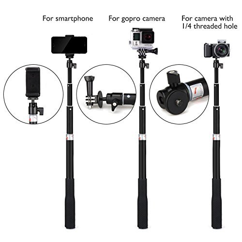 Review XP Selfie Stick Extendable Monopod with Universal Tripod Stand for GoPro Hero 5/4/3+/3/2/1/Session Cameras, Xiaomi, Yi, and Other Action Cameras Compact Cameras and Cell Phones