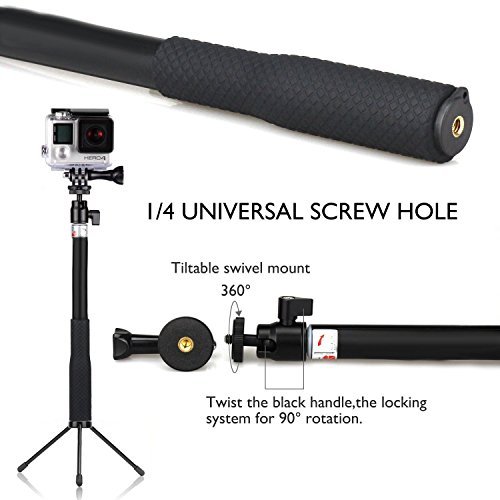 Review XP Selfie Stick Extendable Monopod with Universal Tripod Stand for GoPro Hero 5/4/3+/3/2/1/Session Cameras, Xiaomi, Yi, and Other Action Cameras Compact Cameras and Cell Phones