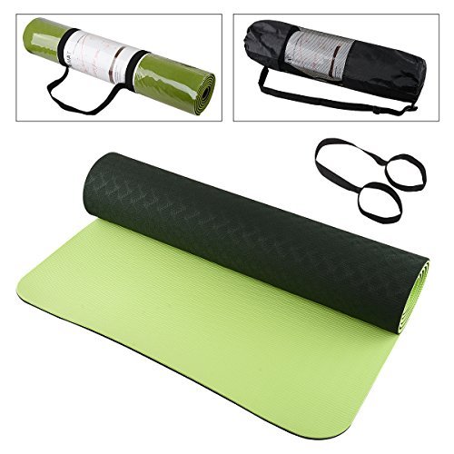 Ritayoyo yoga mat Two Layer shell Chain Patten Non-slip No Smell Anti-bending High Density TPE Yoga Mat with Elastic Rope and Carrying Bag