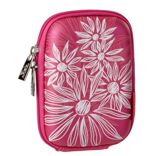 RivaCase 7022 PU Compact Case for Point and Shoot Digital Camera - Pink Flowers