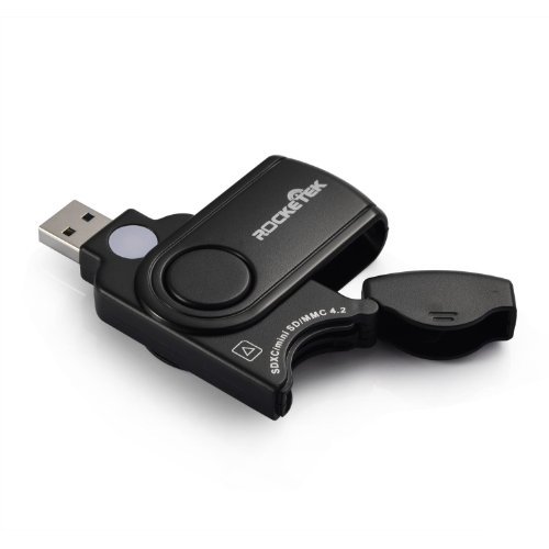 Rocketek 11 in 1 USB 3.0 Memory Card Reader / Writer with a Build-in Card Cover and 2 Slots (SD Card + Micro SD Card) for SDXC, UHS-I SD, SDHC, SD, Micro SDXC, Micro SDHC, Micro SD, MMC memory cards