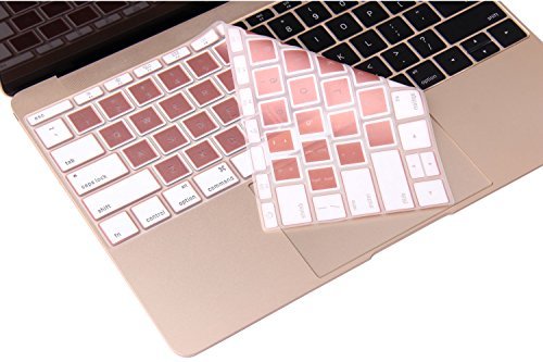 Rose Gold Keyboard Protector Cover Skin for New Macbook 12 A1534 and New MacBook Pro 13 Inch A1708 (2016/2017 Version, No TouchBar) (Hollow Series Rose Gold)