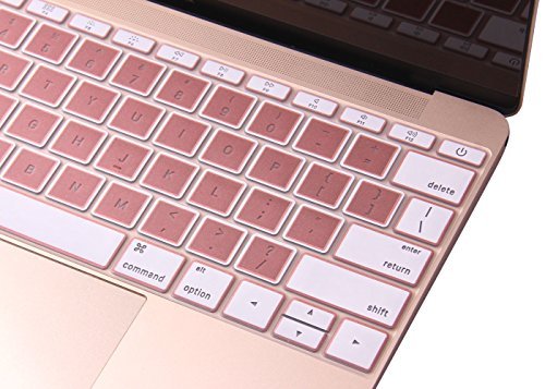 Rose Gold Keyboard Protector Cover Skin for New Macbook 12 A1534 and New MacBook Pro 13 Inch A1708 (2016/2017 Version, No TouchBar) (Hollow Series Rose Gold)