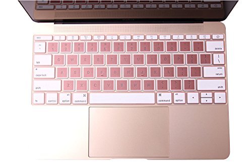 Rose Gold Keyboard Protector Cover Skin for New Macbook 12 A1534 and New MacBook Pro 13 Inch A1708 (2016/2017 Version, No TouchBar) (Hollow Series Rose Gold)