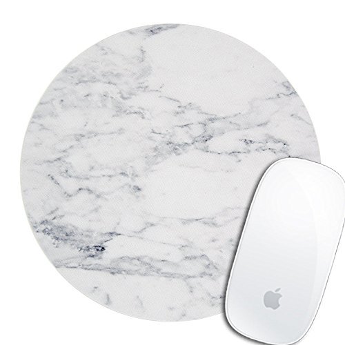 Royal Up personalized White Marble Pattern office desktop or gaming ergonomic medium large Cloth surface Natural rubber Round Mouse Pad(7.87x 7.87inch x1/8inch) for mac and windows gamer