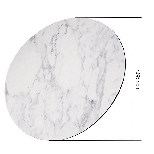 Royal Up personalized White Marble Pattern office desktop or gaming ergonomic medium large Cloth surface Natural rubber Round Mouse Pad(7.87x 7.87inch x1/8inch) for mac and windows gamer