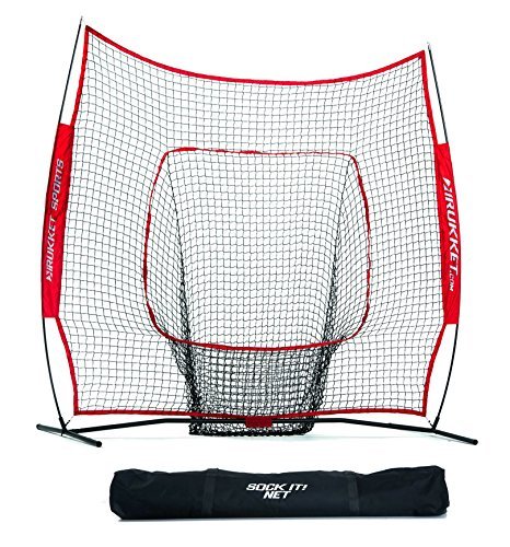 Rukket 7x7 Baseball / Softball Net | Practice Hitting, Pitching, Batting and Catching | Backstop Screen Equipment Training Aids | Includes Carry Bag