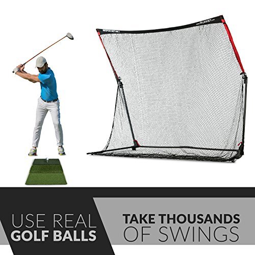 Rukket Sports Portable Driving Range SPDR Golf Practice Net (10 x 7) and Tri Turf Hitting Mat Includes Life Time Warranty